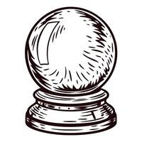 Crystal ball on ornamental stand with intricate detailing and reflective surface vector
