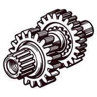 Intricate gear mechanism featuring interlocking cogs and engineering precision vector