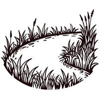Pathway through dense wild grass in nature with curved trail clearly visible vector