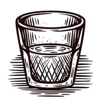 Detailed hand drawn sketch of a whiskey glass with intricate patterns and shadows vector