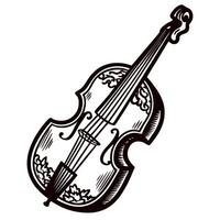 Artistic black and white of a classical violin with intricate details vector