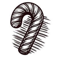of a sketched candy cane with diagonal lines and shading effect vector