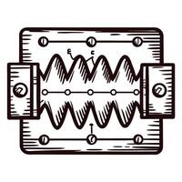 Intricate hand drawn of a mechanical spring with zigzag pattern vector