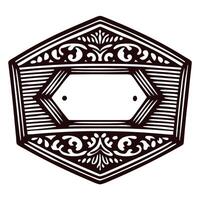 Ornate black and white design emblem with intricate patterns and borders vector