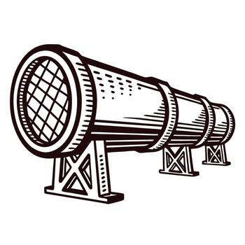 Large industrial pipeline infrastructure on support structures in detailed drawing vector