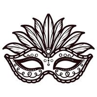 Intricate feathered masquerade mask with ornate patterns and decorative designs vector