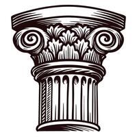 Intricate ionic column capital with classical greek architecture design vector