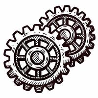 Interlocking mechanical gears illustrating industrial engineering concepts vector