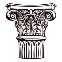 Intricate corinthian column capital design with ornate acanthus leaves vector