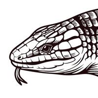 Detailed of a lizard with scaled skin and forked tongue in profile view vector