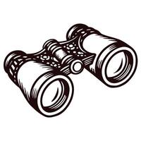 Vintage binoculars in detailed line art illustrating classic design and precision vector