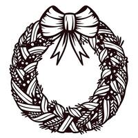 Festive wreath with bow and berries for holiday celebrations vector