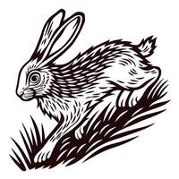 Artistic of a running hare in natural habitat vector