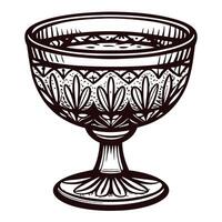 Intricately designed vintage goblet with floral patterns in classic black and white vector
