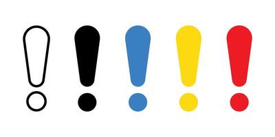 Exclamation marks icon set. Exclamation mark symbol signs. Exclamation point icon silhouette vector