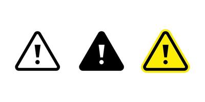 Warning triangle icon. Warning line icon. Warning sign with exclamation mark. Alert warn in triangle. Road sign alert. Caution warn. Warning dangerous attention icon set vector