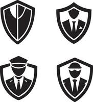 Set of silhouette shields vector