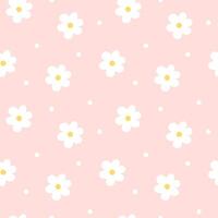 Simple abstract daisy seamless pattern. Cute floral seamless pattern with flowers and dots. Perfect for baby textile, clothing, fabric, wrapping paper and so on vector