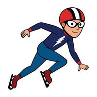 A boy skating on a long road clipart isolated on white background vector