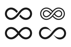 Set of Infinity symbols set. Infinity, eternity, infinite, endless, loop symbols. Unlimited infinity collection flat style vector