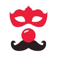 Red Mask with Nose and Mustache for Party Disguise vector