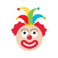 Funny Clown Face with Colorful Jester Hat and Red Nose for Party Fun vector