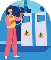 A transformer repairing character illustration in flat style vector