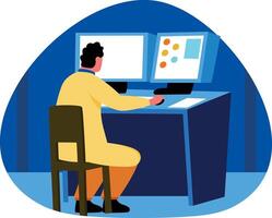 A flat style illustration showing a character optimizing his system vector