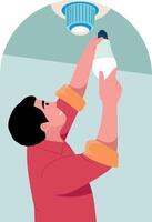 A character fixing light illustration in flat style vector