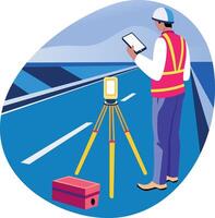 Road surveying engineer illustration in flat style vector