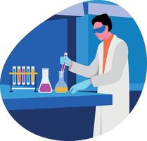 A character doing lab experiment, flat illustration vector