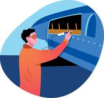 A flat style illustration of an aircraft engineer vector