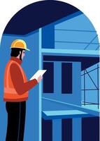 A flat style illustration of a construction manager vector
