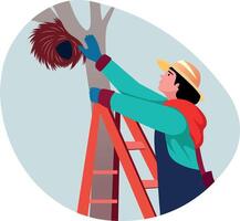 Flat illustration showing a character doing nest protection vector