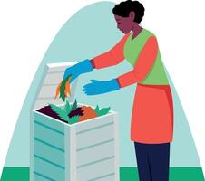 A woman composing waste illustration in flat style vector