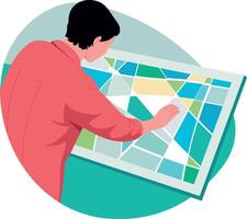 A character recycling mirror illustration in flat style vector