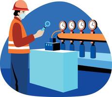 A civil engineer doing pipeline inspection, flat illustration vector