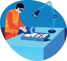 A professional engineer working in lab, flat illustration vector