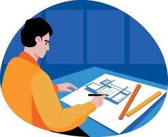 A flat style illustration showing an architect prototype vector