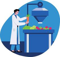 Flat style illustration showing a character researching food processing vector