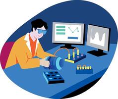 Machine assembling engineer illustration in flat style vector