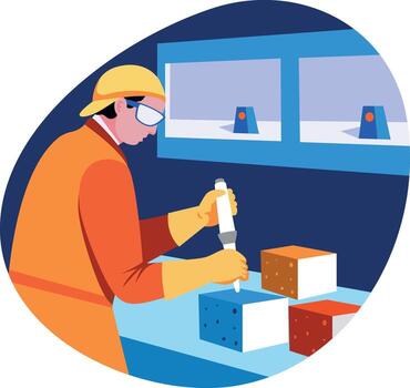 Concrete testing character illustration in flat style vector