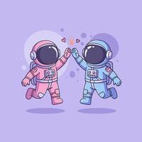 Two astronauts in space suits holding hands vector