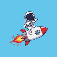 An astronaut riding on a rocket vector