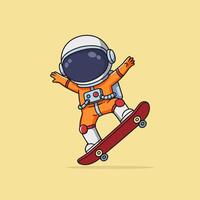 Cartoon astronaut riding a skateboard vector