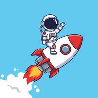 An astronaut is flying on a rocket vector
