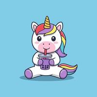 Cute unicorn drinking a smoothie vector