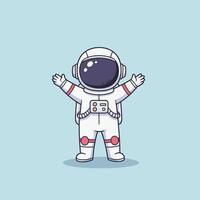 An astronaut in a space suit with his arms up vector