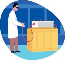A professional engineer doing battery testing, flat illustration vector