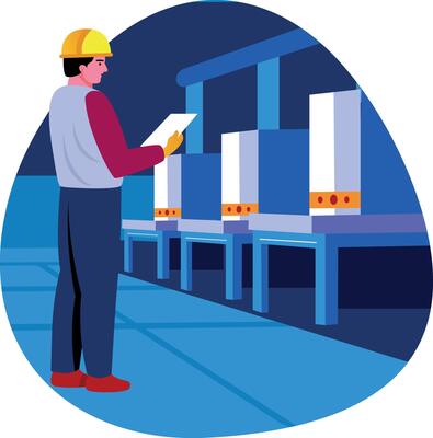 A flat style illustration of a factory worker